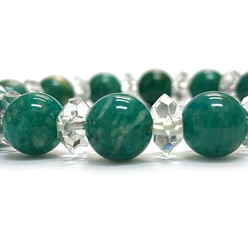 天然石  ロシアアマゾナイト 水晶 ブレスレット  (17.5cm) 2594の画像