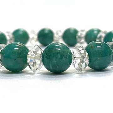 天然石  ロシアアマゾナイト 水晶 ブレスレット  (17.5cm) 2594の画像