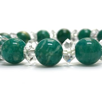 天然石  ロシアアマゾナイト 水晶 ブレスレット  (17.5cm) 2594の画像