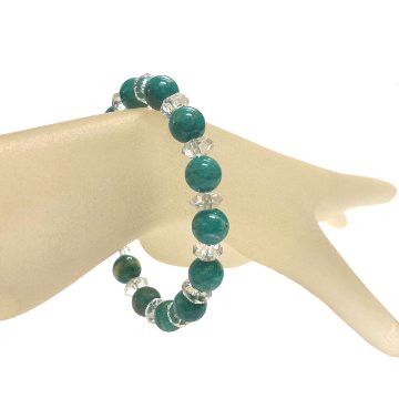 天然石  ロシアアマゾナイト 水晶 ブレスレット  (17.5cm) 2594の画像