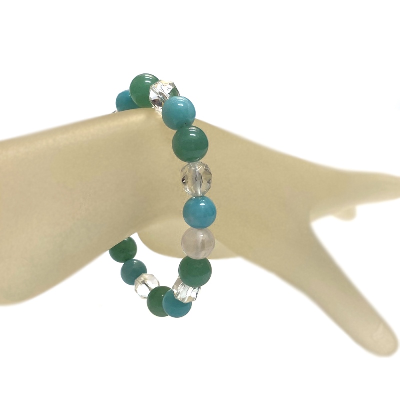 天然石 アマゾナイト アベンチュリン ブレスレット  (17cm)2595の画像