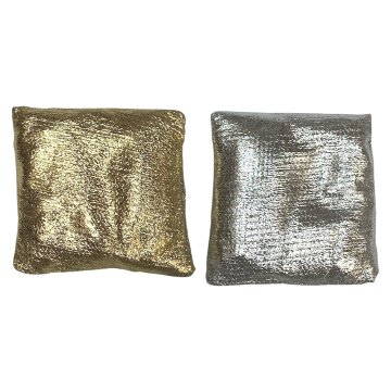 【おまかせ品】 ゴールド・シルバー の座布団 丸玉台座 ハンドメイド ディスプレイ クッション 2個セットの画像