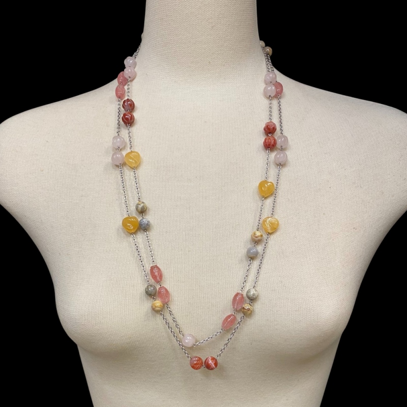 天然石 マルチストーン 2蓮ネックレス（25100）の画像