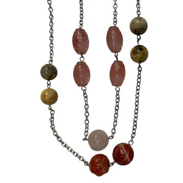 天然石 マルチストーン 2蓮ネックレス（25100）の画像