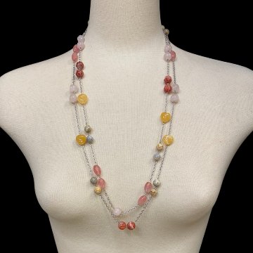 天然石 マルチストーン 2蓮ネックレス（25100）の画像