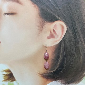 天然石 インカローズ ピアス　(25102)　シルバー磨き用布付の画像