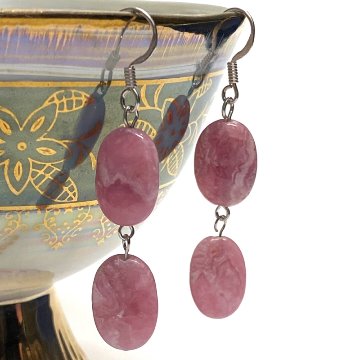 天然石 インカローズ ピアス　(25102)　シルバー磨き用布付の画像