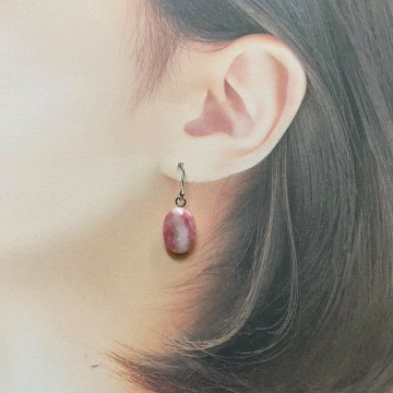 天然石 インカローズ ピアス　(25104)　の画像