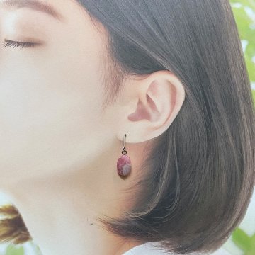 天然石 インカローズ ピアス　(25104)　の画像