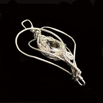 天然石 水晶 ペンダント シルバーワイヤー ジュエリー ネックレス（25105）シルバー磨き用布付 の画像
