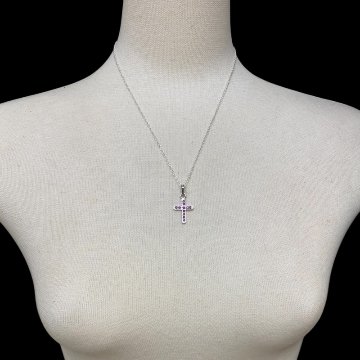 天然石 ルビー  クロスネックレス（25114）シルバー磨き用布付 一点物の画像