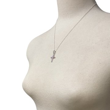 天然石 ルビー  クロスネックレス（25114）シルバー磨き用布付 一点物の画像