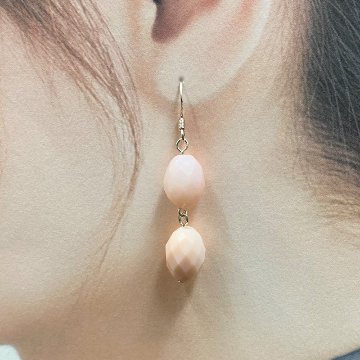 天然石 ピンクオパール ピアス (25121) ハンドメイド  シルバー磨き用布付の画像
