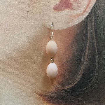 天然石 ピンクオパール ピアス (25121) ハンドメイド  シルバー磨き用布付の画像
