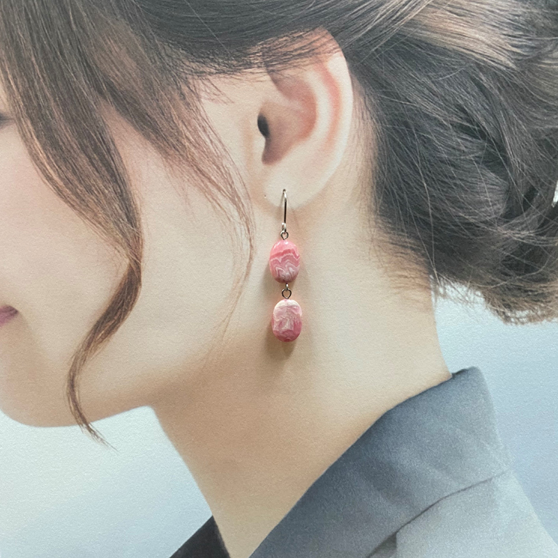 天然石 インカローズ ピアス　(25122)　の画像