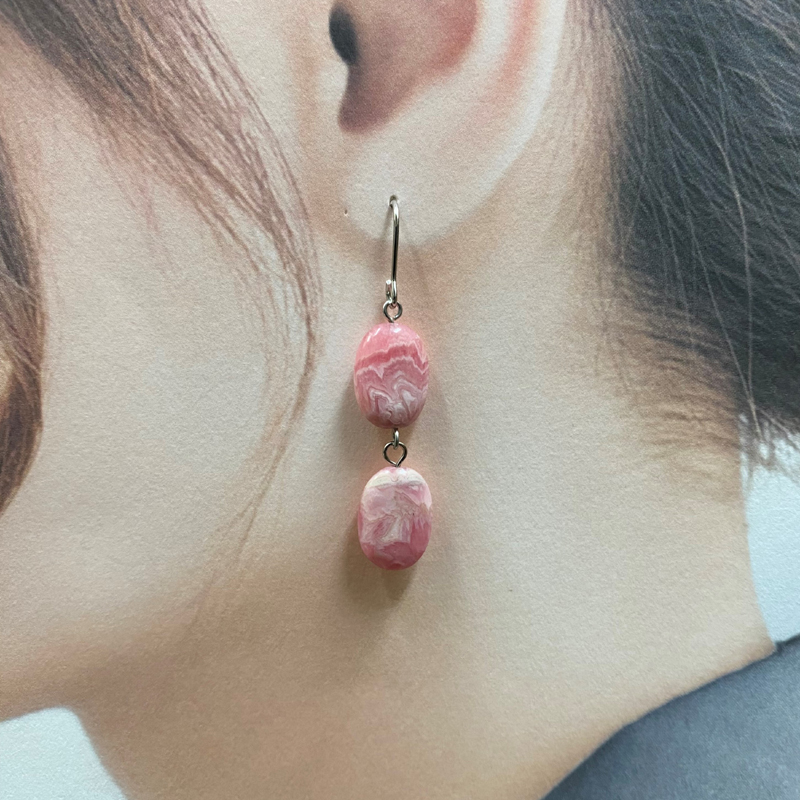 天然石 インカローズ ピアス　(25122)　の画像