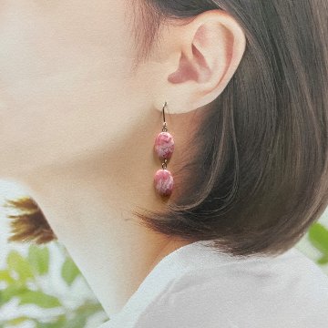 天然石 インカローズ ピアス　(25122)　の画像