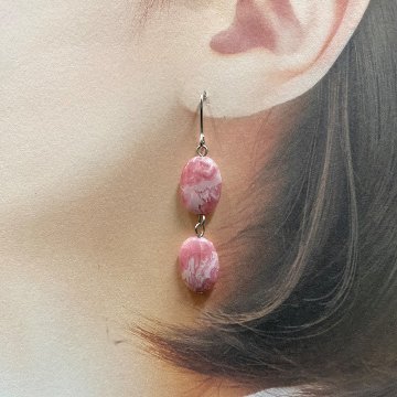 天然石 インカローズ ピアス　(25122)　の画像