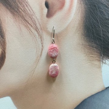 天然石 インカローズ ピアス　(25122)　の画像