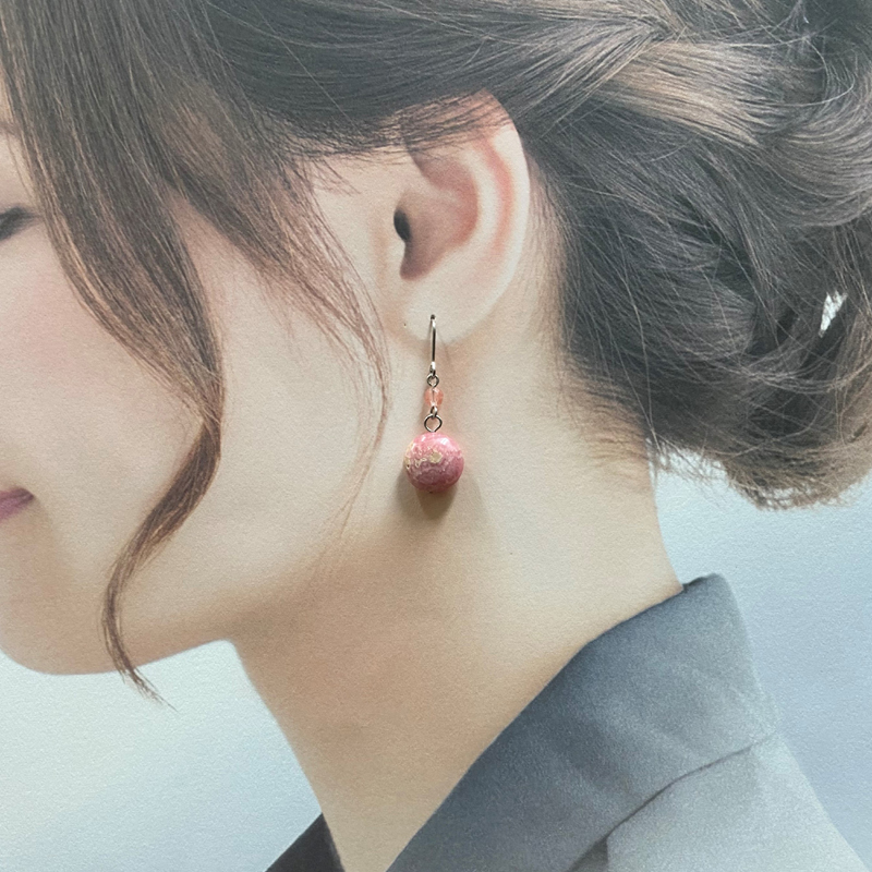 天然石 インカローズ ピアス　(25123)　の画像