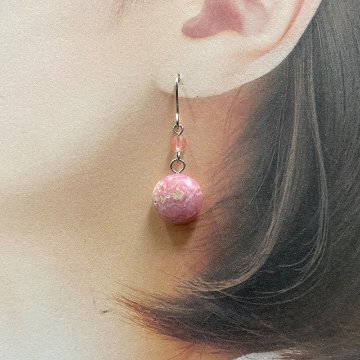 天然石 インカローズ ピアス　(25123)　の画像