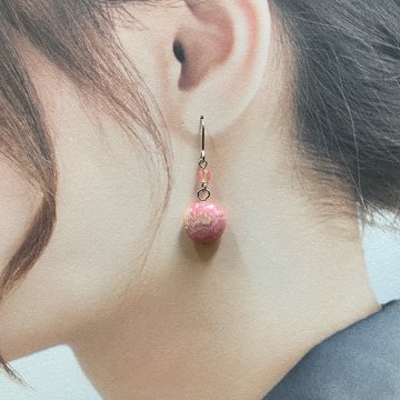 天然石 インカローズ ピアス　(25123)　の画像