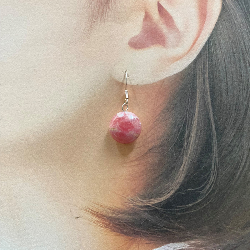 天然石 インカローズ ピアス　(25124)　シルバー磨き用布付の画像