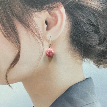 天然石 インカローズ ピアス　(25124)　シルバー磨き用布付の画像