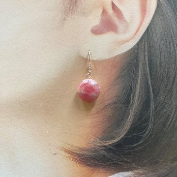 天然石 インカローズ ピアス　(25124)　シルバー磨き用布付の画像