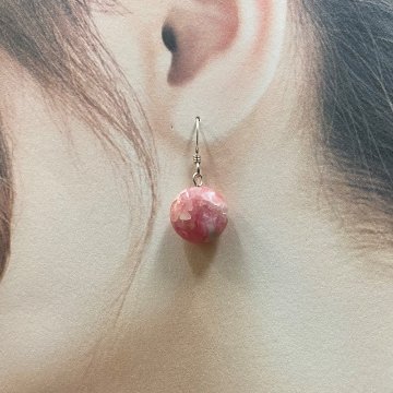 天然石 インカローズ ピアス　(25124)　シルバー磨き用布付の画像