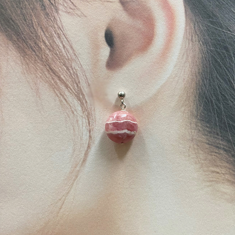 天然石 インカローズ ピアス　(25125)　シルバー磨き用布付の画像