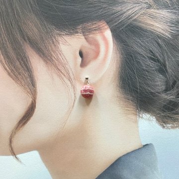 天然石 インカローズ ピアス　(25125)　シルバー磨き用布付の画像