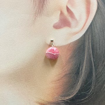 天然石 インカローズ ピアス　(25125)　シルバー磨き用布付の画像