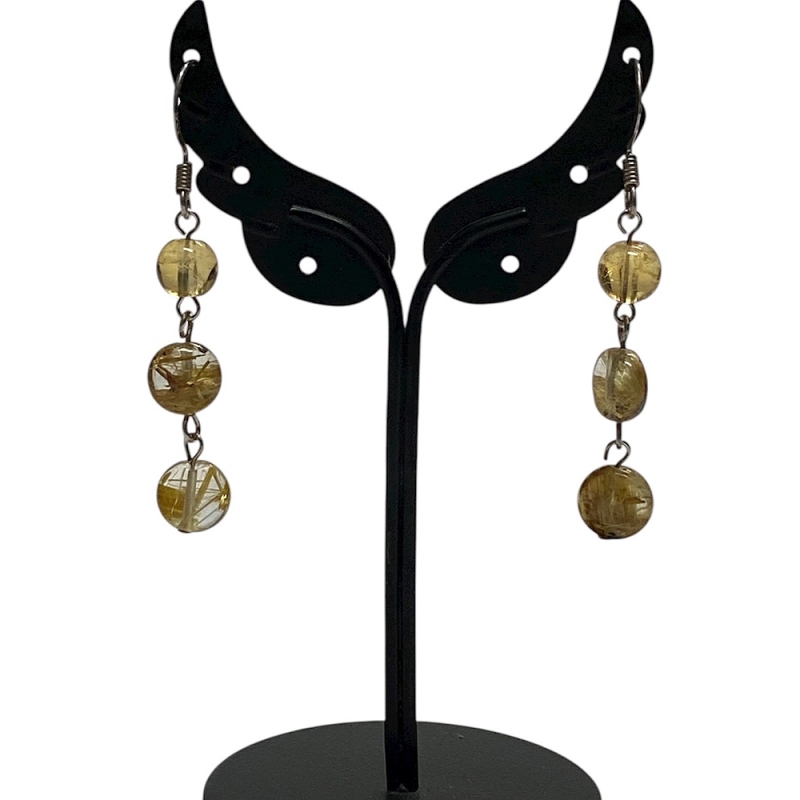 天然石 ゴールドルチルクォーツ ピアス  (25126)  シルバー磨き用クロス付の画像