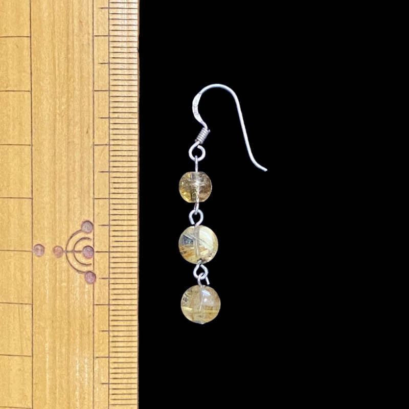 天然石 ゴールドルチルクォーツ ピアス  (25126)  シルバー磨き用クロス付の画像