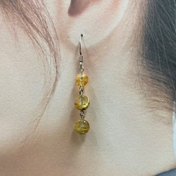 天然石 ゴールドルチルクォーツ ピアス  (25126)  シルバー磨き用クロス付の画像
