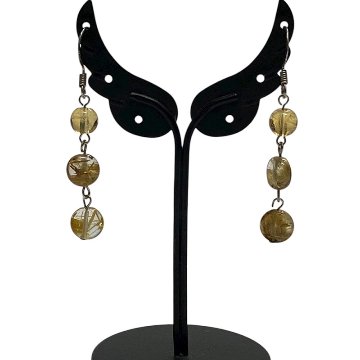 天然石 ゴールドルチルクォーツ ピアス  (25126)  シルバー磨き用クロス付の画像