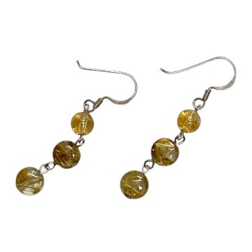 天然石 ゴールドルチルクォーツ ピアス  (25126)  シルバー磨き用クロス付の画像