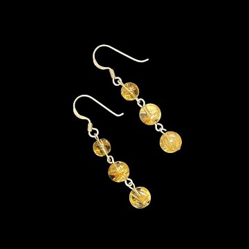 天然石 ゴールドルチルクォーツ ピアス  (25126)  シルバー磨き用クロス付の画像