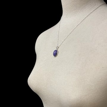 天然石 チャロアイト ペンダントトップ ネックレス（25126）シルバー磨き用布付の画像
