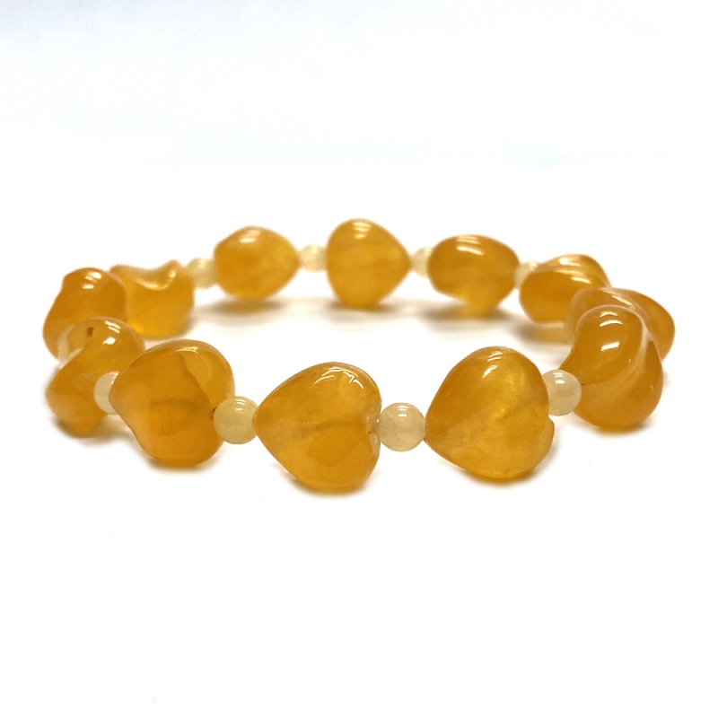 天然石 カービングハート アラゴナイトブレスレット (25130