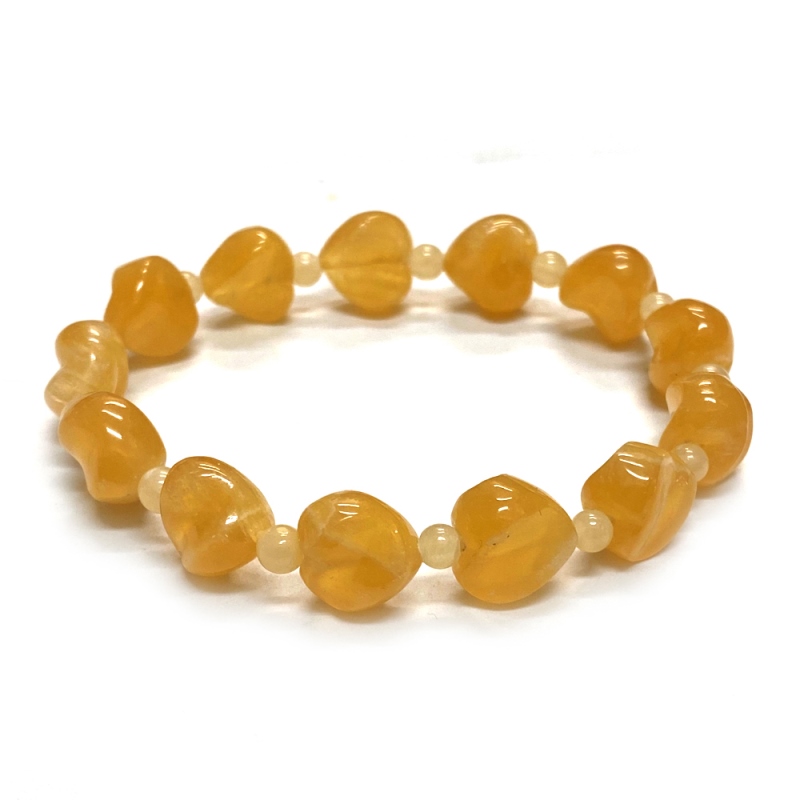 天然石 カービングハート アラゴナイトブレスレット  (25130) の画像