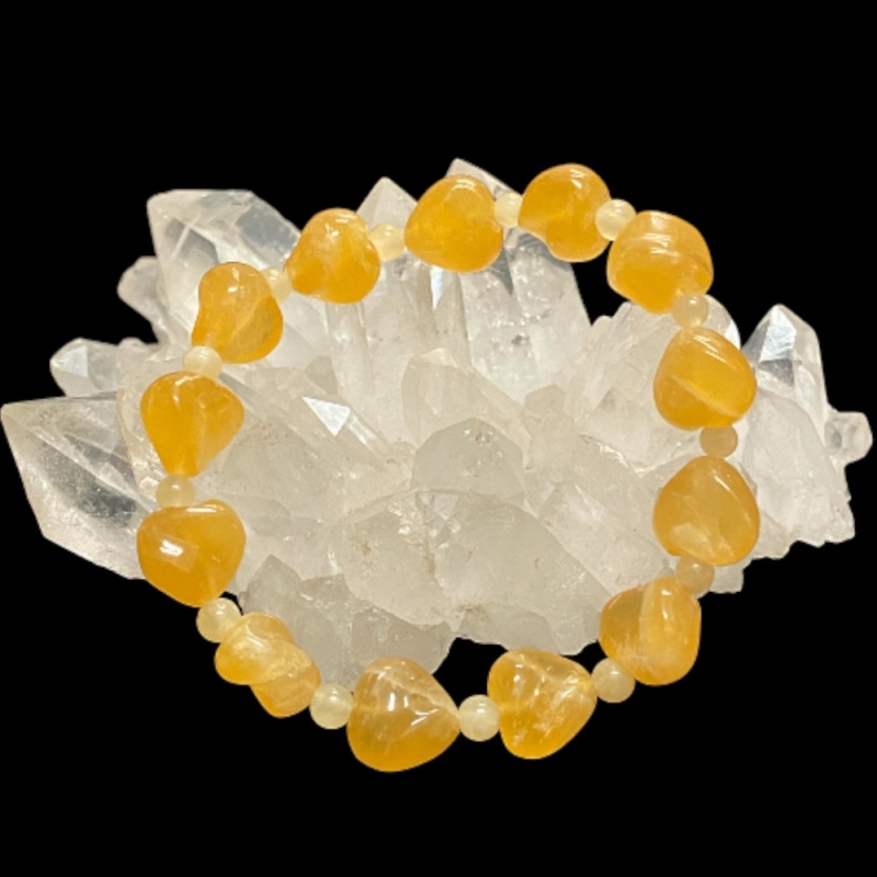 天然石 カービングハート アラゴナイトブレスレット (25130 天然石 カービングハート アラゴナイトブレスレット (25130