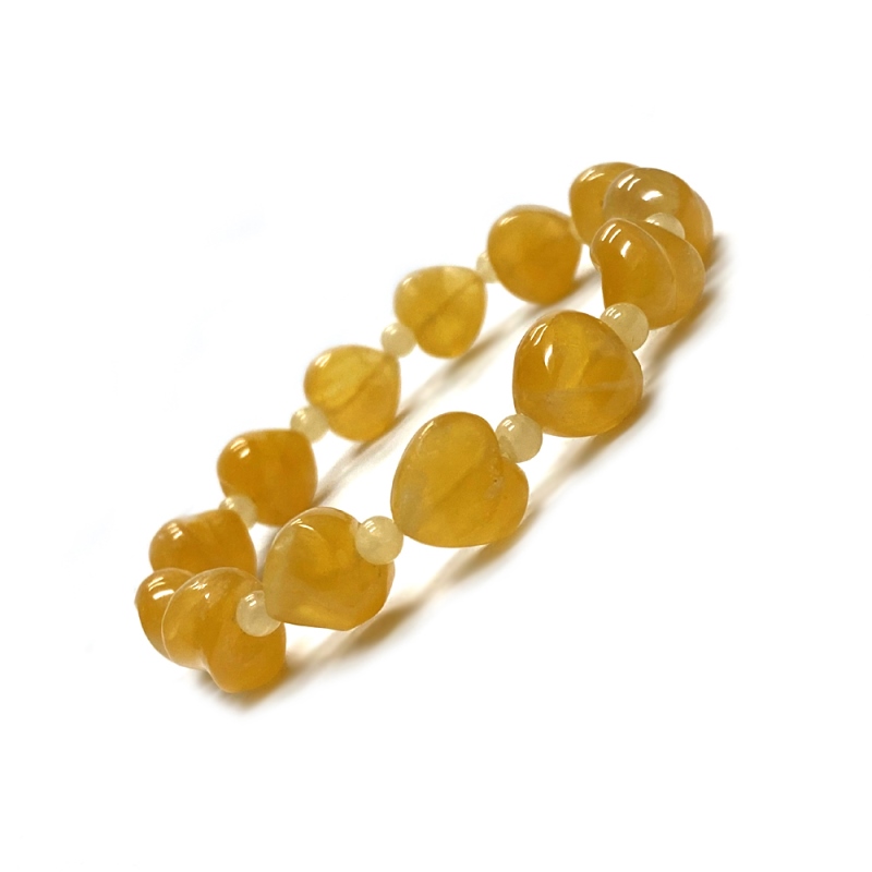 天然石 カービングハート アラゴナイトブレスレット  (25130) の画像