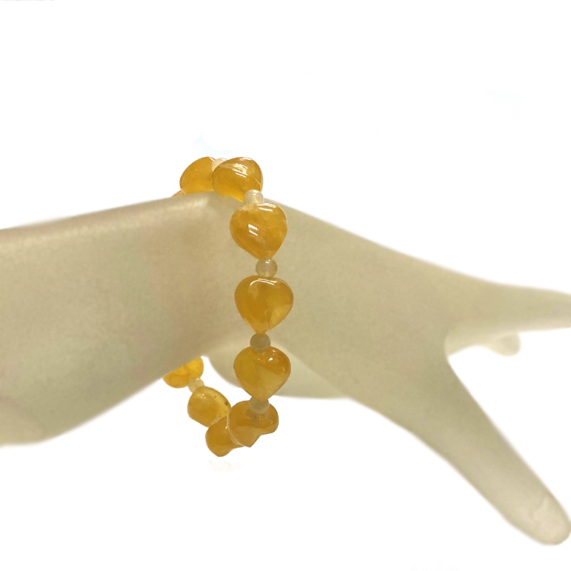 天然石 カービングハート アラゴナイトブレスレット  (25130) の画像