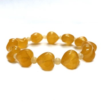 天然石 カービングハート アラゴナイトブレスレット (25130