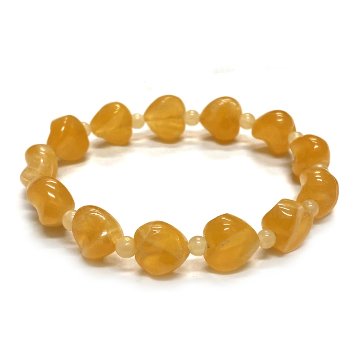 天然石 カービングハート アラゴナイトブレスレット  (25130) の画像