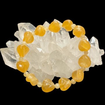 天然石 カービングハート アラゴナイトブレスレット  (25130) の画像