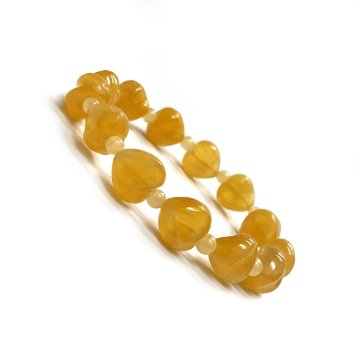 天然石 カービングハート アラゴナイトブレスレット  (25130) の画像