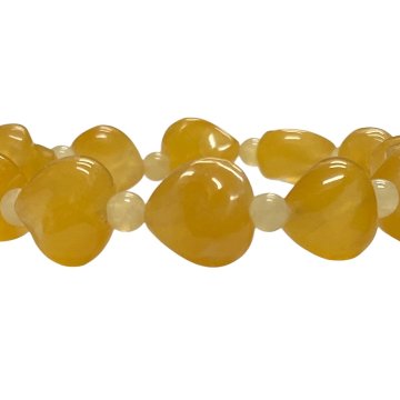 天然石 カービングハート アラゴナイトブレスレット  (25130) の画像